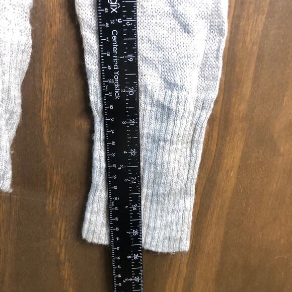 Express Womens Sweater Gray Metallic Thin Deep V Neck Merino Wool Blend Large - Picture 8 of 13